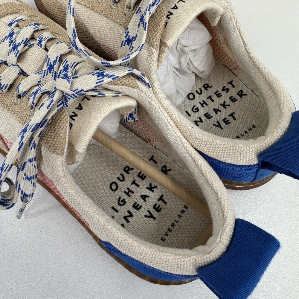 Everlane Tread Bare Sneaker size 8 Women's in Canvas/Red/Blue Lace-up Shoes - Picture 3 of 11
